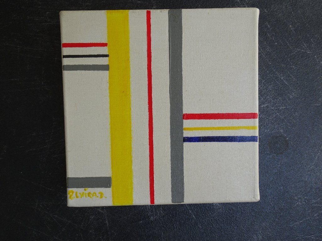 Schilderij abstract spel met lijnen, n. Mondriaan Elvira D, Ophalen of Verzenden