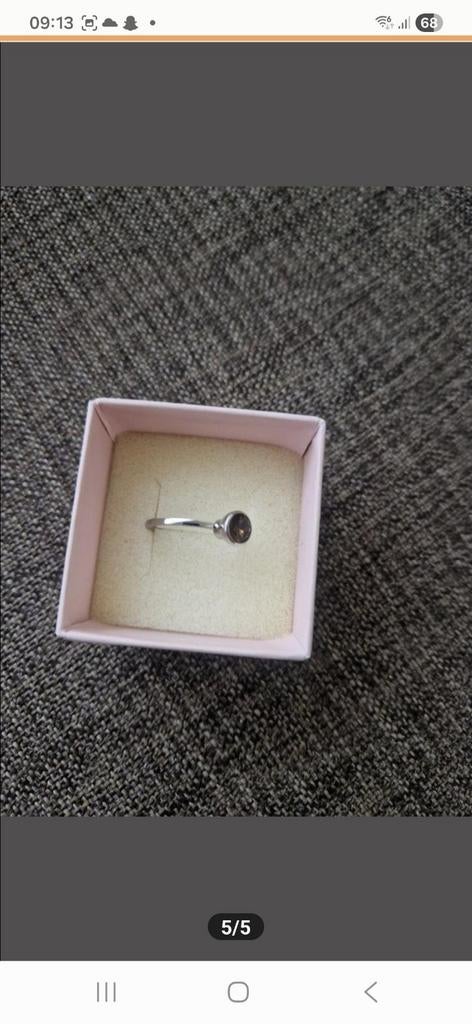 Melano Twisted Zilveren Ring met Cognac Zetting - Maat 58, 20 of groter, Ophalen of Verzenden, Zo goed als nieuw, Met edelsteen