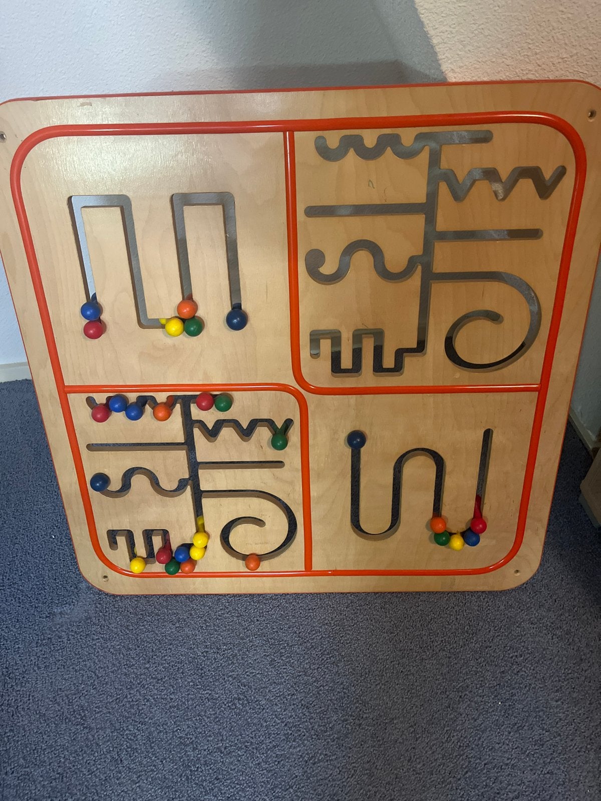 Houten kralen doolhof wandpaneel voor baby/peuter, Ophalen of Verzenden, Gebruikt, Overige typen
