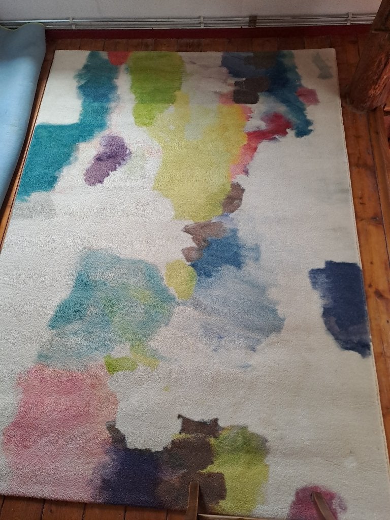 wollen vloerkleed, Huis en Inrichting, Ophalen, 100 tot 150 cm, 200 cm of meer, Zo goed als nieuw