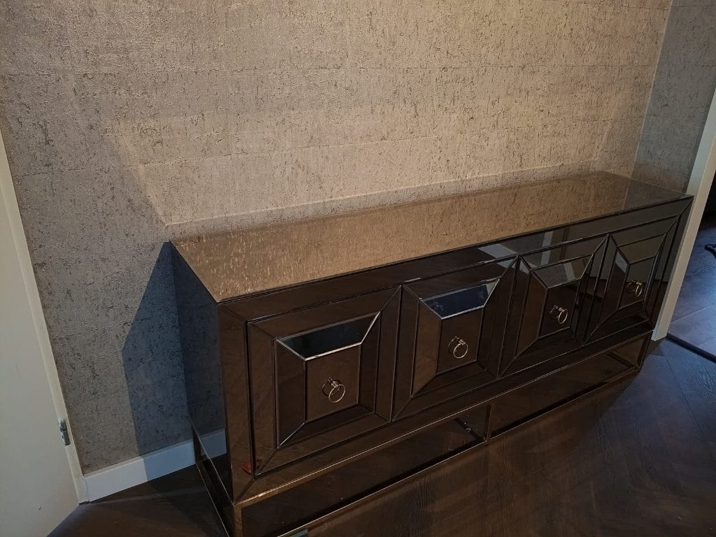 Moet weg!!Prachtig gespiegeld dressoir ! Nu voor een koopje!, Ophalen, Zo goed als nieuw, 25 tot 50 cm, 150 tot 200 cm