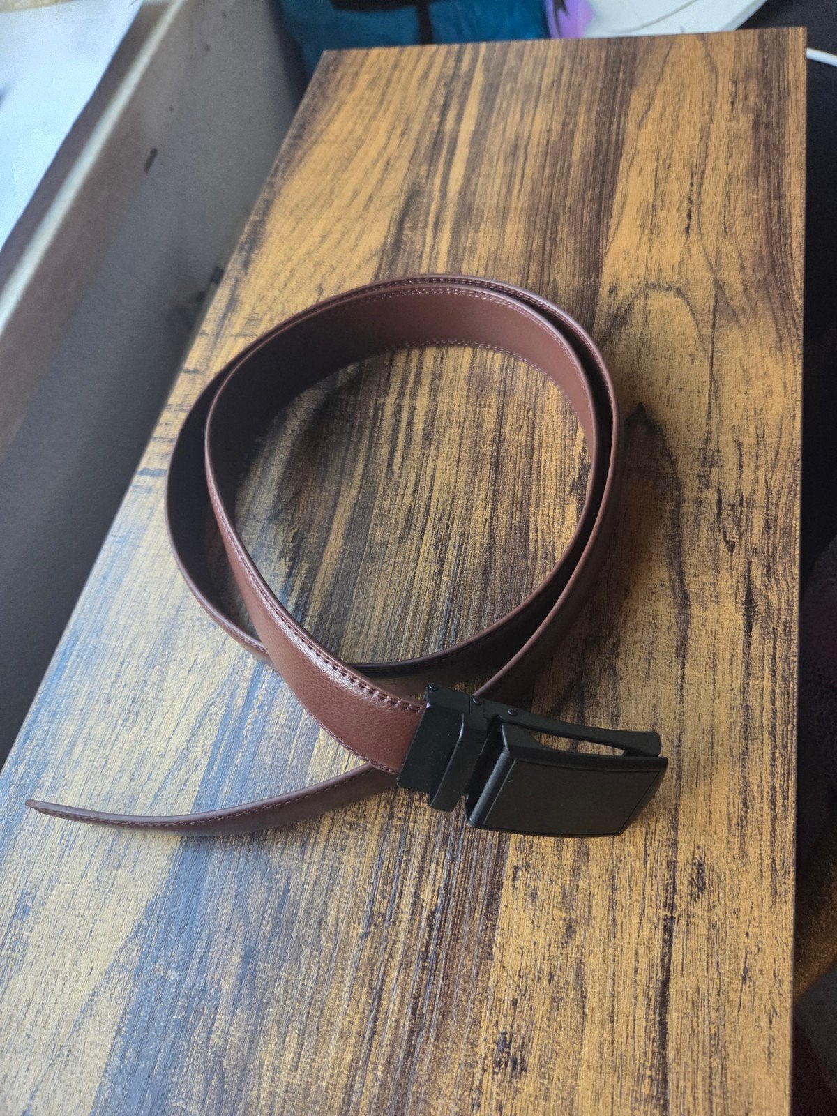 Bruine herenriem met automatische gesp, Kleding | Heren, Riemen en Ceinturen, Echt leder, Zo goed als nieuw, Riem of Ceintuur