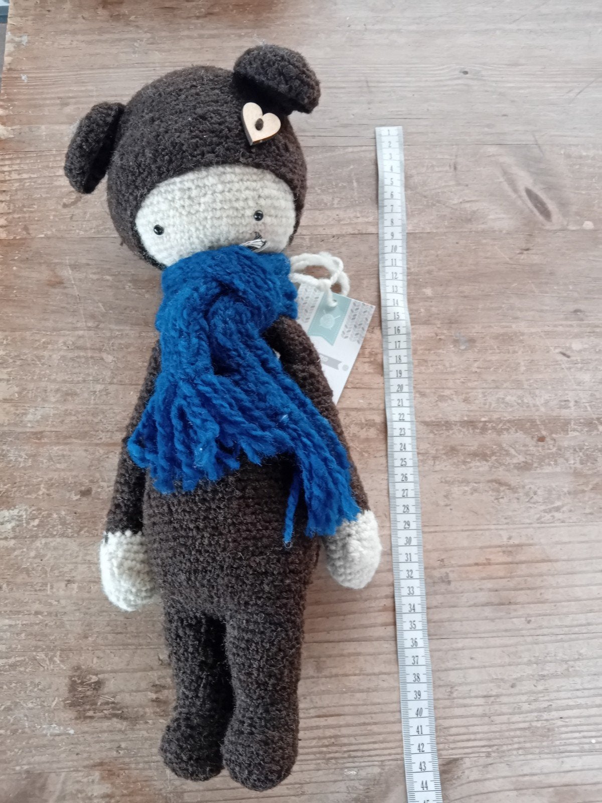Lalylala Beer van handgesponnen wol - 45 cm, Ophalen, Handgemaakt, Beer, Nieuw