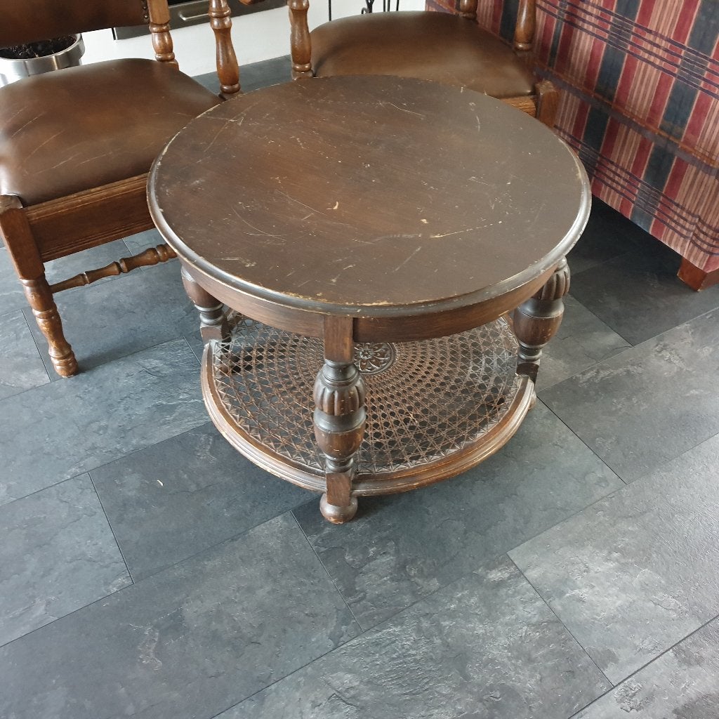 bijzettafel  van meer dan 100 jaar oud, 45 tot 60 cm, Rond, Ophalen of Verzenden, Zo goed als nieuw