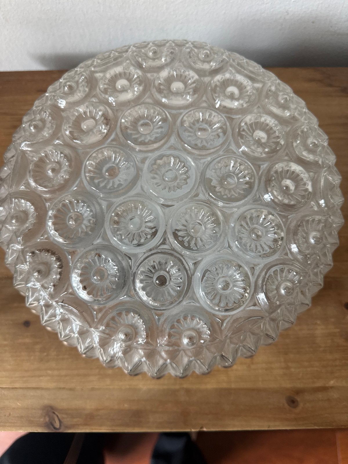 Vintage glazen plafondlamp met bloemmotief massive, Ophalen of Verzenden