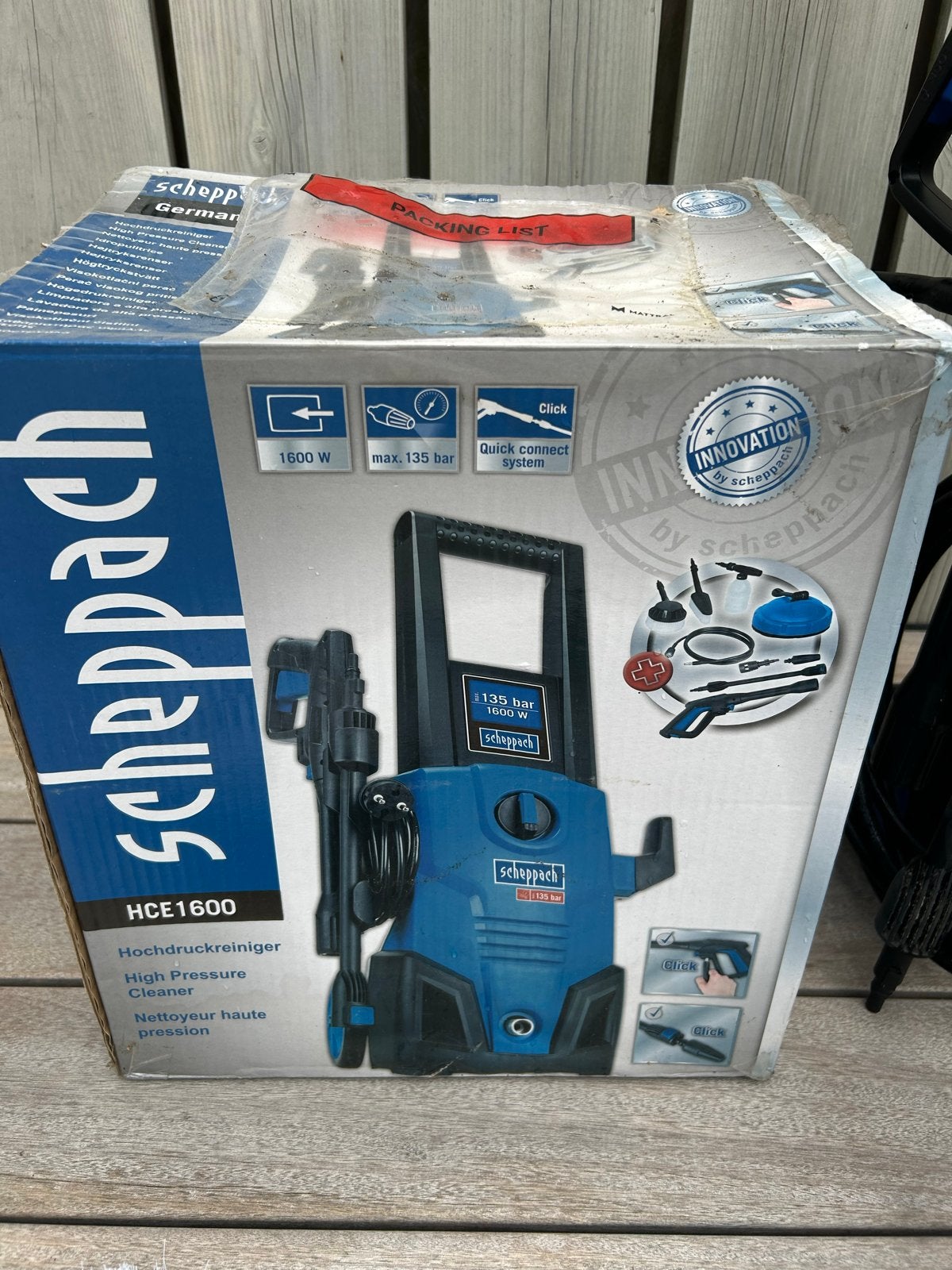 Scheppach HCE1600 Hogedrukreiniger - 1600W, 135 bar, Tuin en Terras, Ophalen, Zo goed als nieuw, Elektrisch