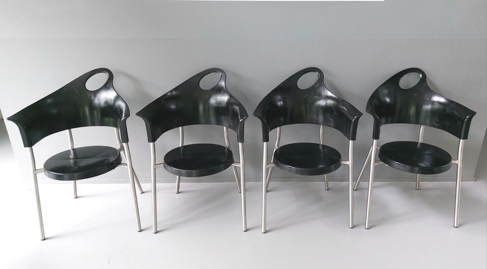 4 Cobra stoelen van Rob Eckhardt voor Satelliet, Ophalen, Modern design, Vintage, Zwart, Vier