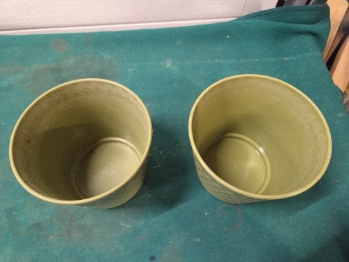 bloempotten groen geribbeld, Ophalen of Verzenden, 'T Olde Gre-j, Info@toldegrej.nl, Endepoelstraat 20f Didam