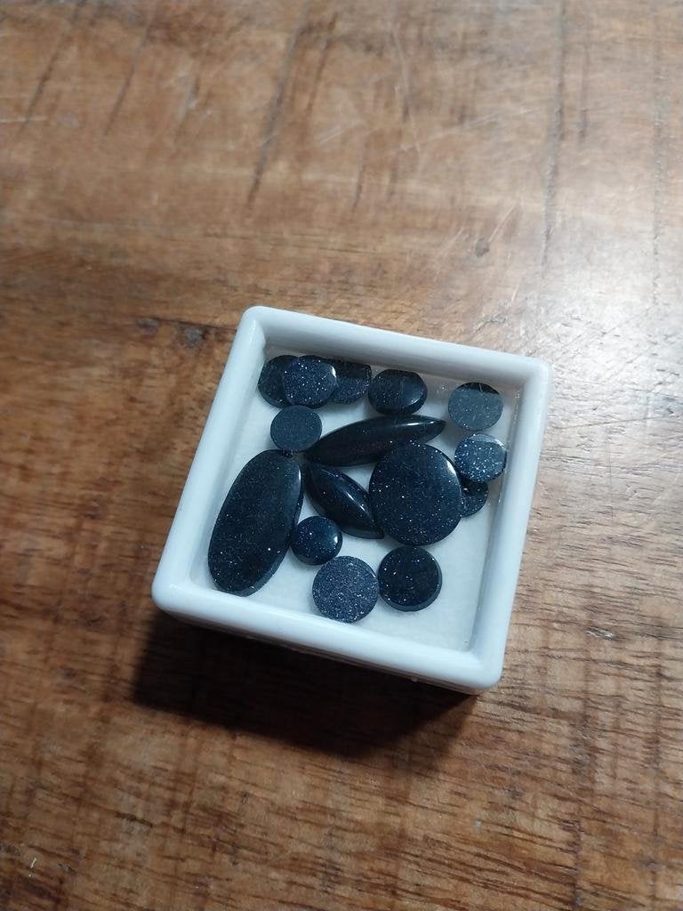 Cabochon geslepen blauwe goudsteen, Ophalen of Verzenden