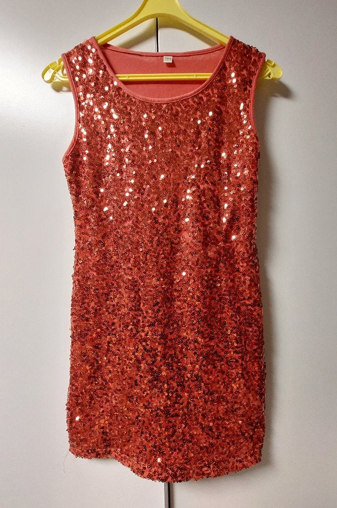 Rode glitter pailletten tuniek jurkje maat 158/164, Ophalen of Verzenden, Zo goed als nieuw, Meisje, Jurk of Rok