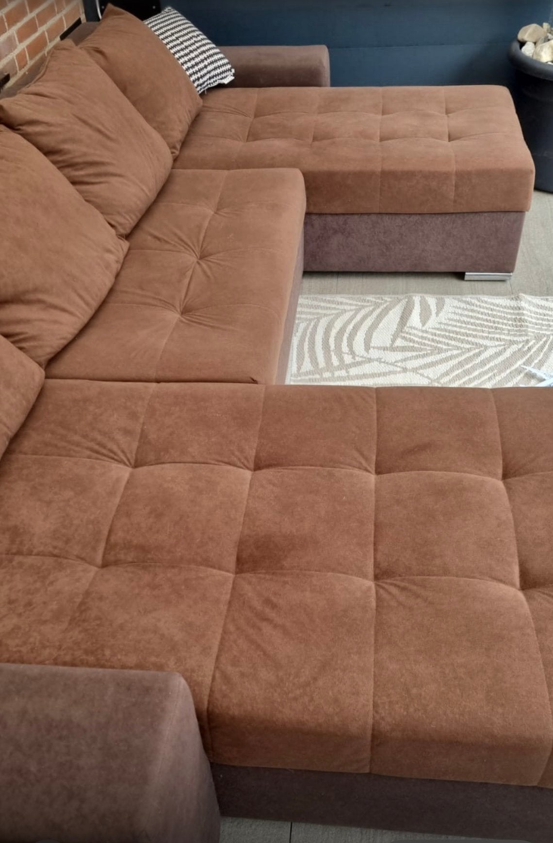 Nieuwe Comfortabele u hoekbank bruin te koop, Ophalen, Zo goed als nieuw, Stof