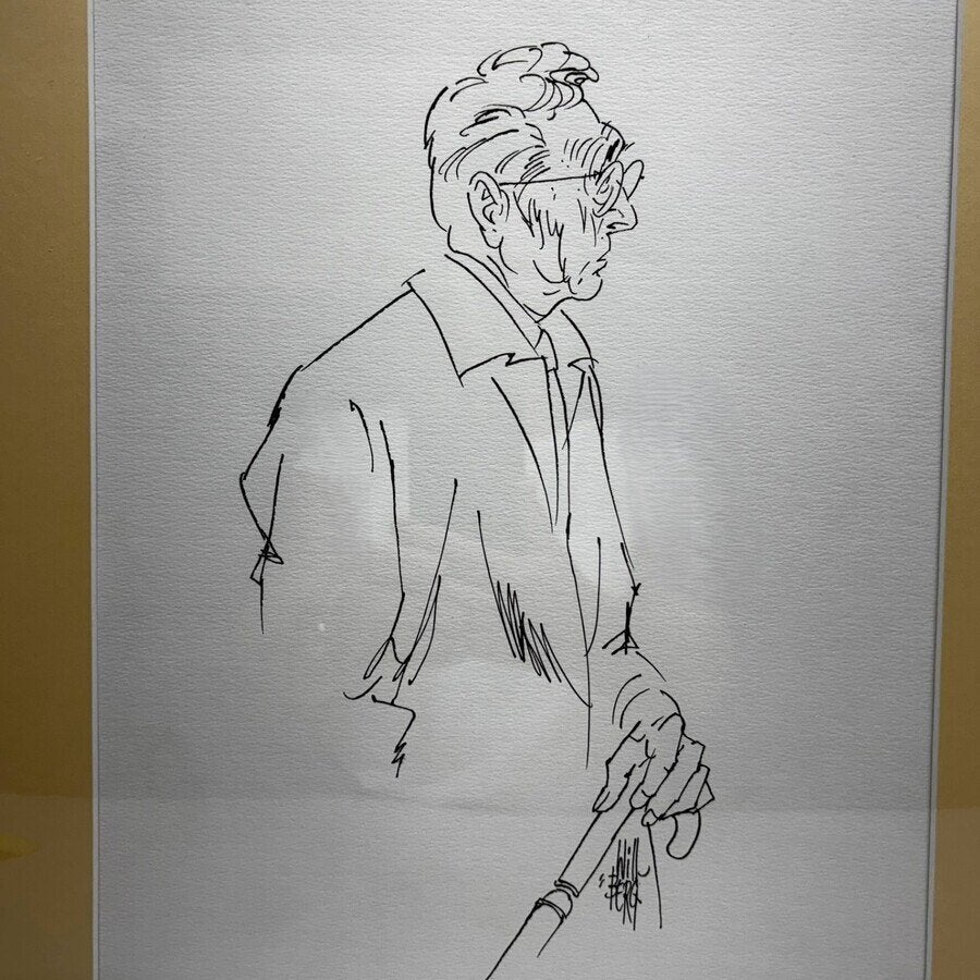 Will Berg (1921-2001) 'Simon Carmiggelt' 'Hanneske met ...', Antiek en Kunst, Ophalen of Verzenden, Tekening, Pentekening, Ingelijst