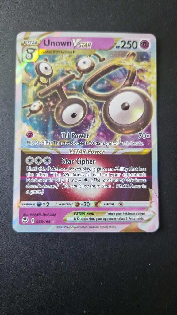 Unown Vstar 066/195 Silver Tempest Pokemon, Ophalen of Verzenden, Zo goed als nieuw, Losse kaart
