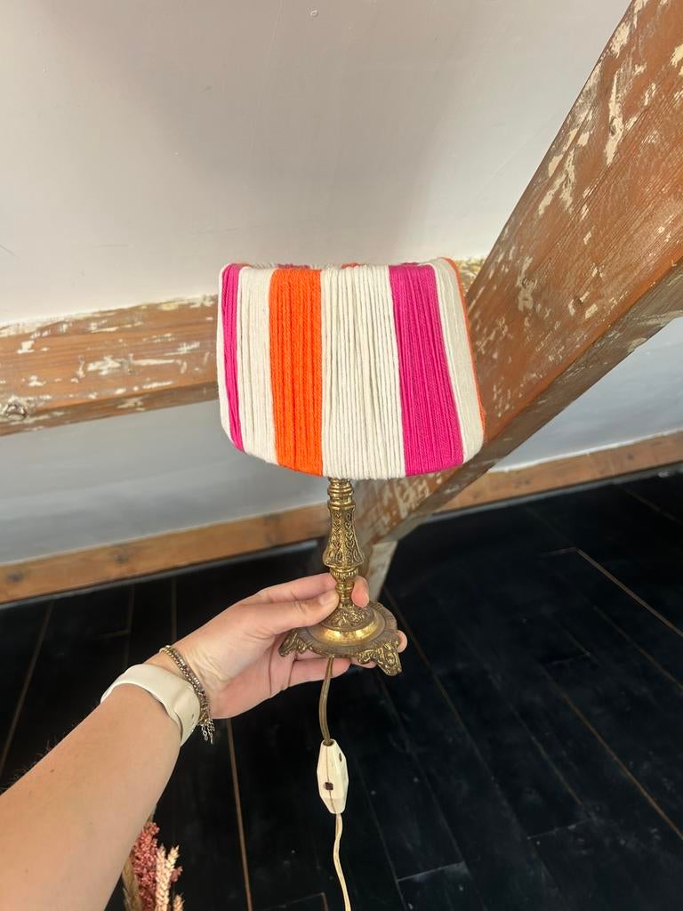 Gepimpte lamp met gouden voet, Overige kleuren, Ophalen of Verzenden, Zo goed als nieuw, Ovaal