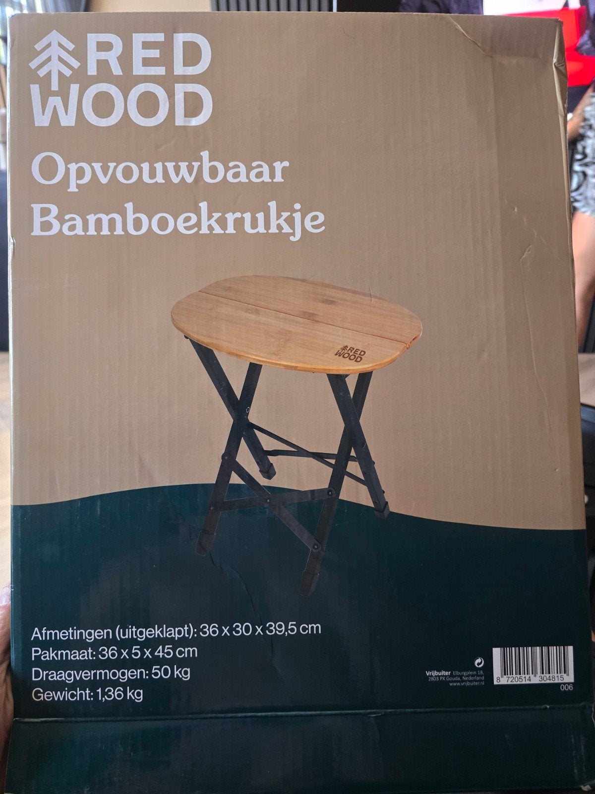 Redwood Opvouwbaar Bamboe Krukje - Nieuw in doos, Caravans en Kamperen, Kampeermeubelen, Ophalen, Nieuw, Campingstoel