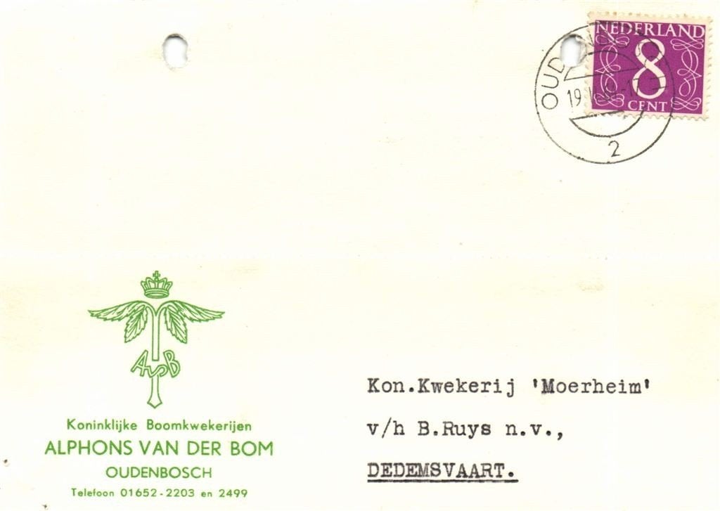 Alphons van der Bom, Oudenbosch - 02.1964 - briefkaart, Ophalen of Verzenden, Briefkaart