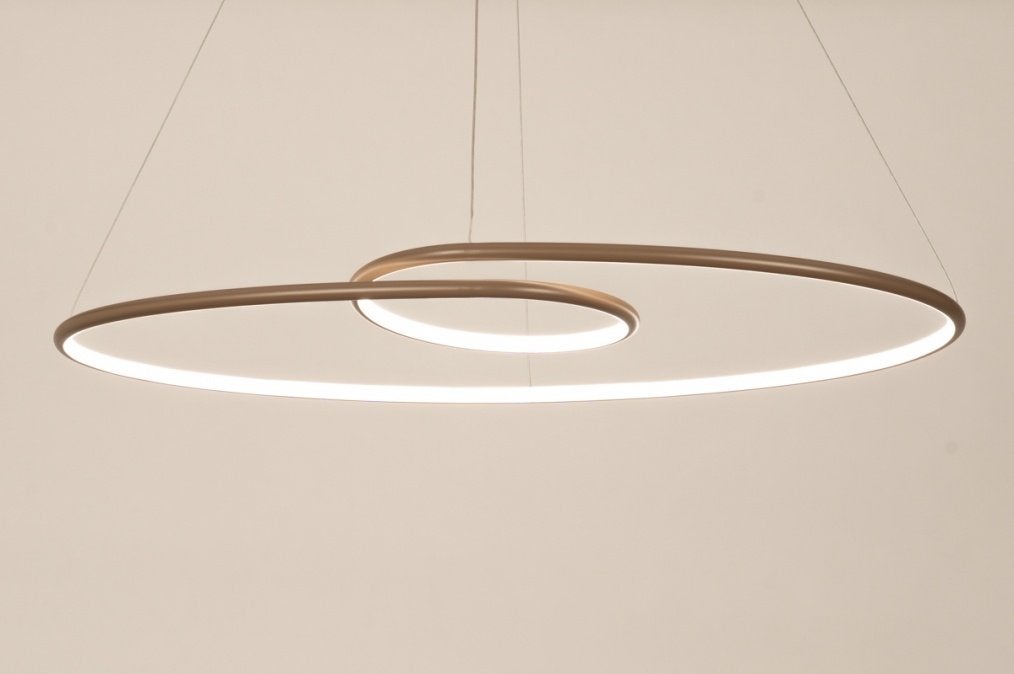led 80cm bruin of beige 50cm hanglamp japandi tafel lamp, Ophalen of Verzenden, Nieuw