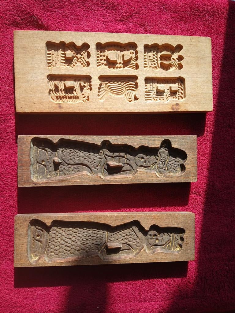 Set van 3 antieke houten speculaasvormen, Antiek en Kunst, Ophalen of Verzenden