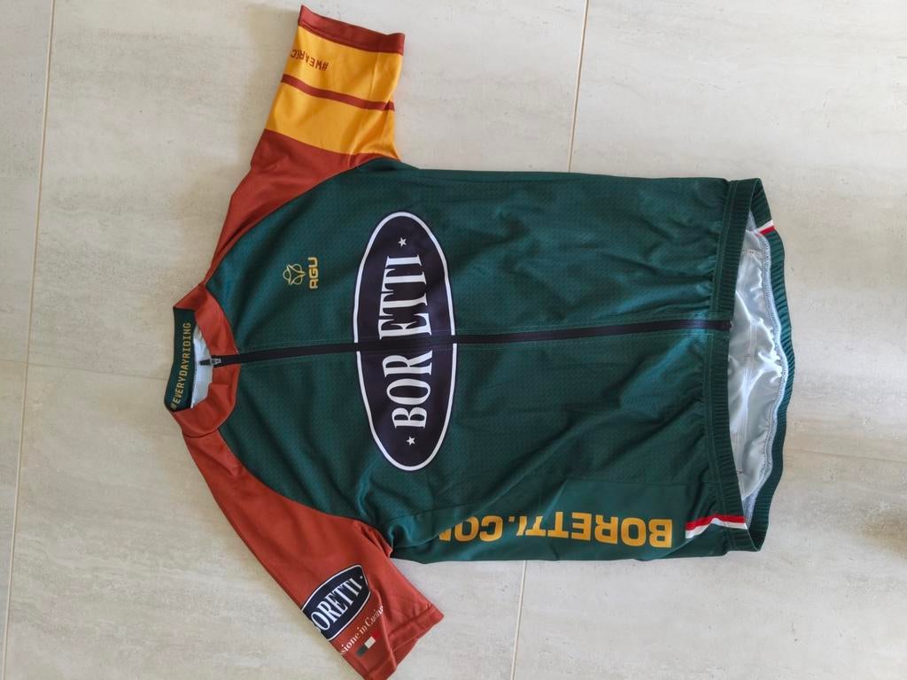Boretti Fiets shirt maat L - Groen met gele/bruine details, Gebruikt, Heren, Ophalen of Verzenden, L