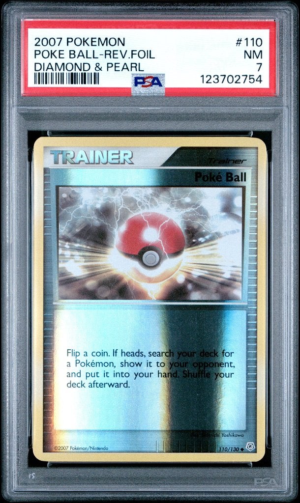 Pokemon Poke Ball Diamond & Pearl Reverse Holo Foil PSA 7, Ophalen of Verzenden, Zo goed als nieuw, Losse kaart, Foil