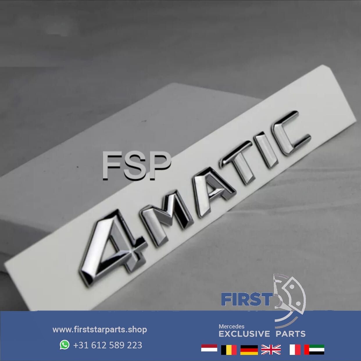 LETTERS 4MATIC LOGO CHROOM Mercedes A CLA C E GLC GLE G Klas, Gebruikt, -, Ophalen of Verzenden, Achter