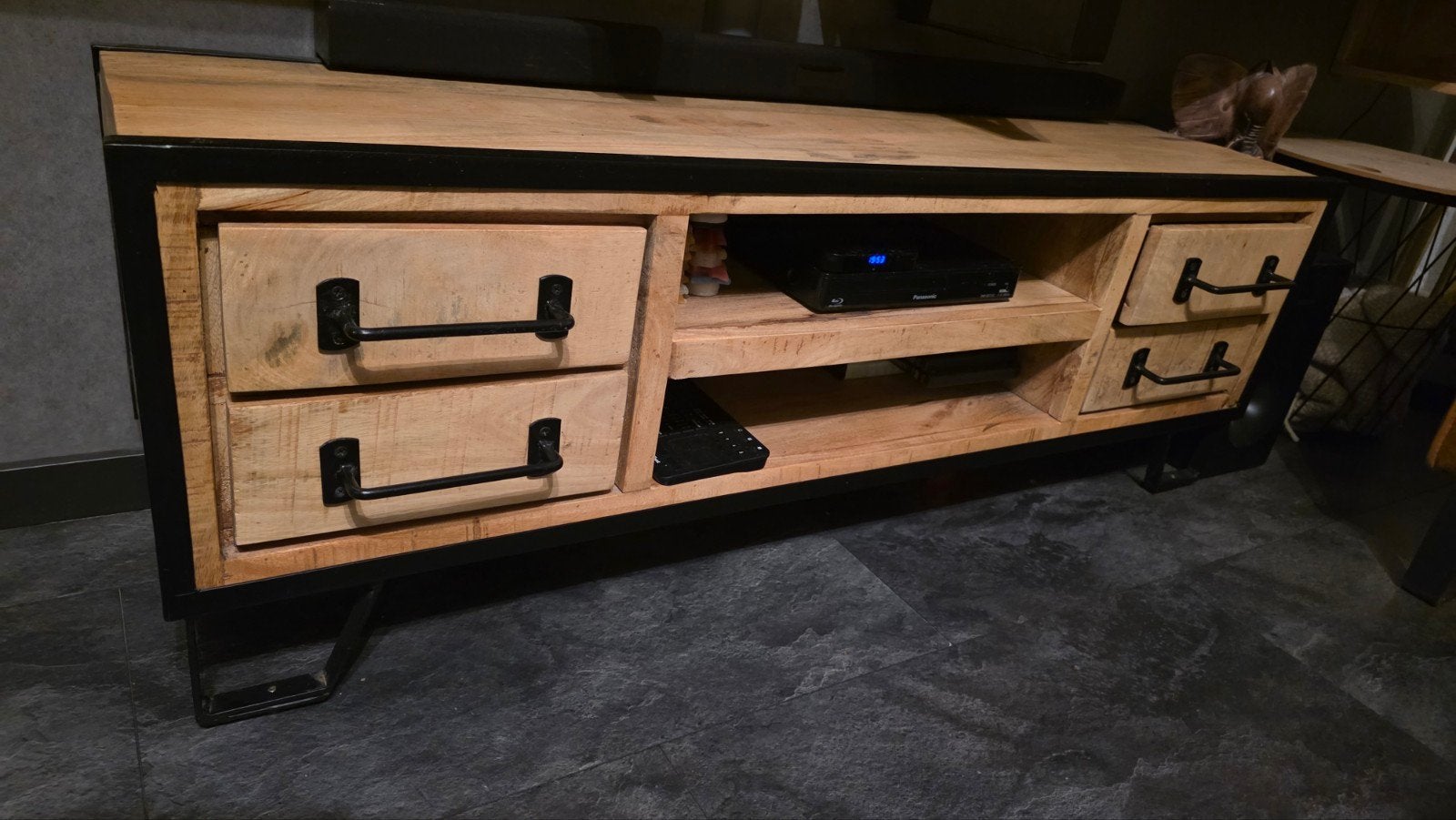 mango houten TV meubel, Ophalen, 25 tot 50 cm, 100 tot 150 cm, Minder dan 100 cm