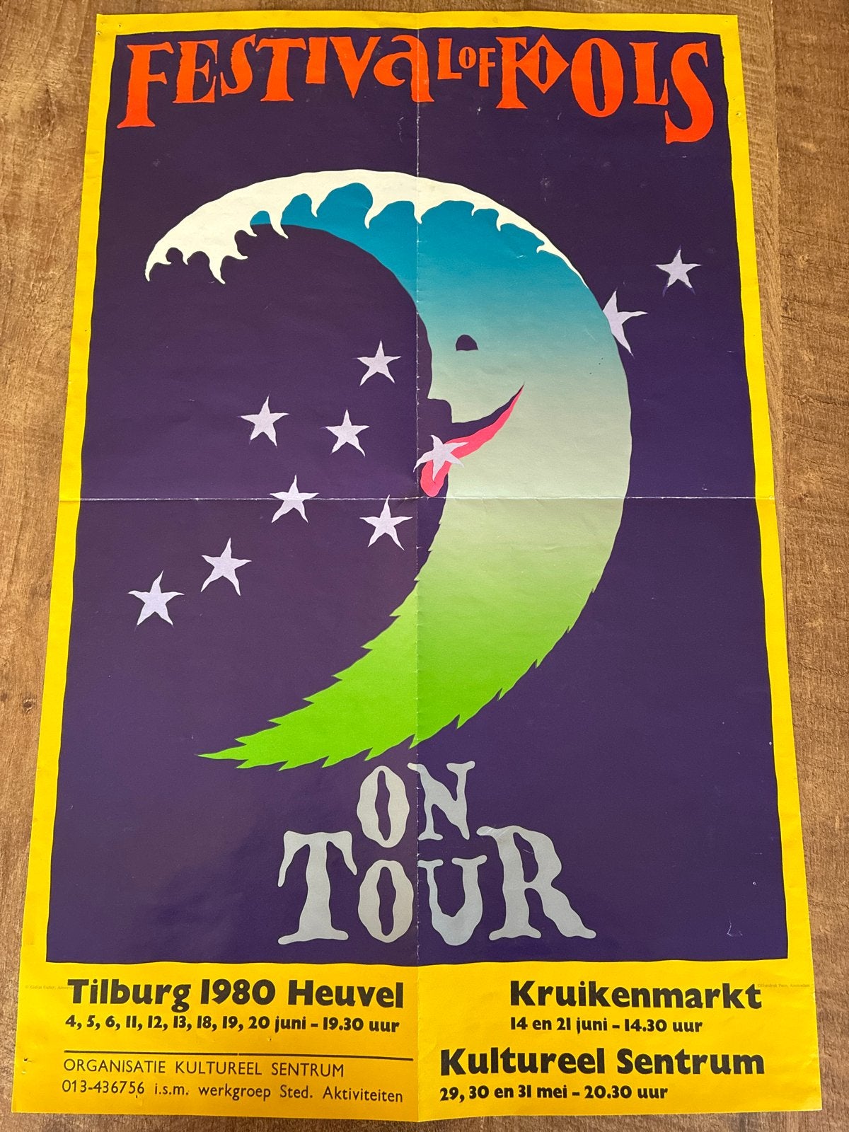 Festival of Fools On Tour Tilburg Heuvel 1980 Poster, Ophalen of Verzenden, A1 t/m A3, Overige onderwerpen, Rechthoekig Staand