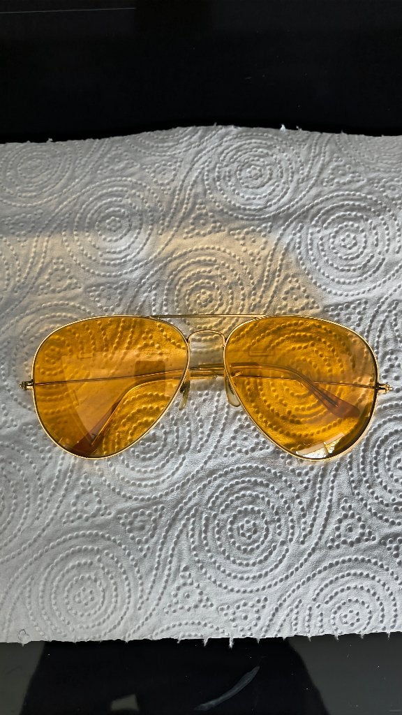 Vintage Ray-Ban Bausch & Lomb Aviator AmberMatic USA 62-14, Beige, NVT, Ophalen of Verzenden, Zo goed als nieuw
