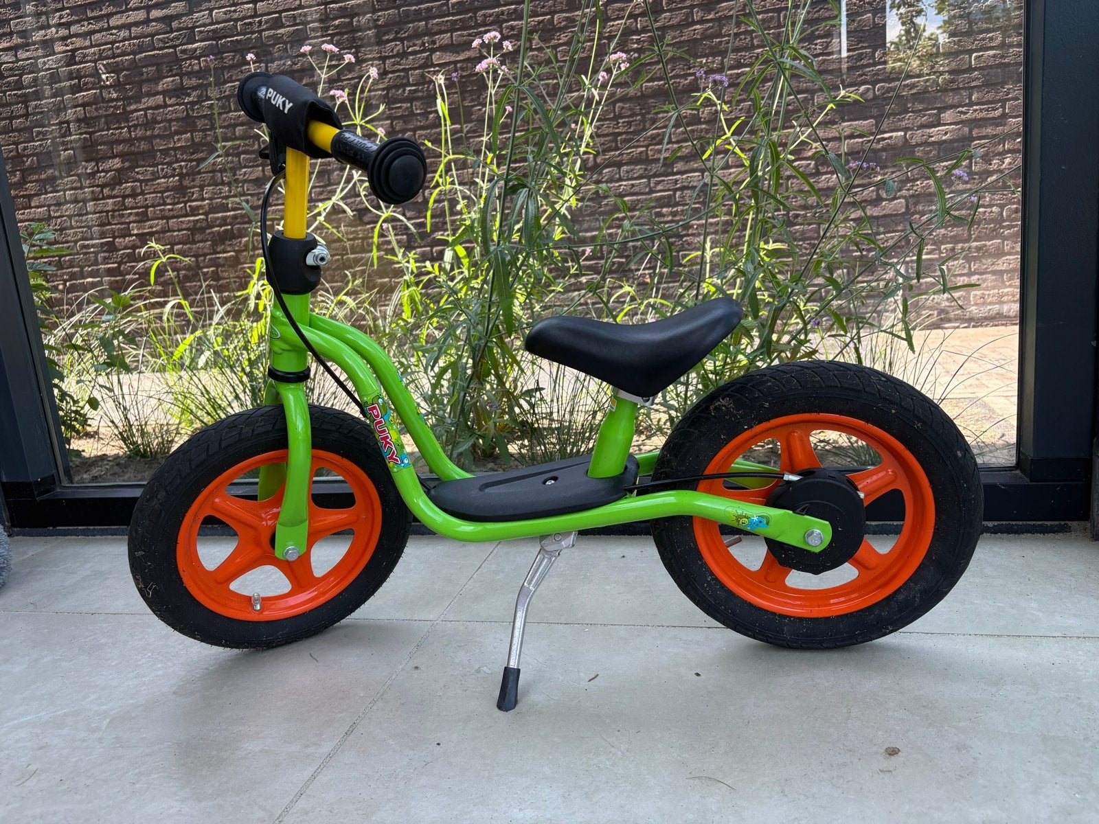 Puky loopfiets Racer groen - oranje, 12 inch, Fietsen en Brommers, Fietsen | Kinderfietsjes, Ophalen, Gebruikt, Trommelrem, 16 tot 20 inch