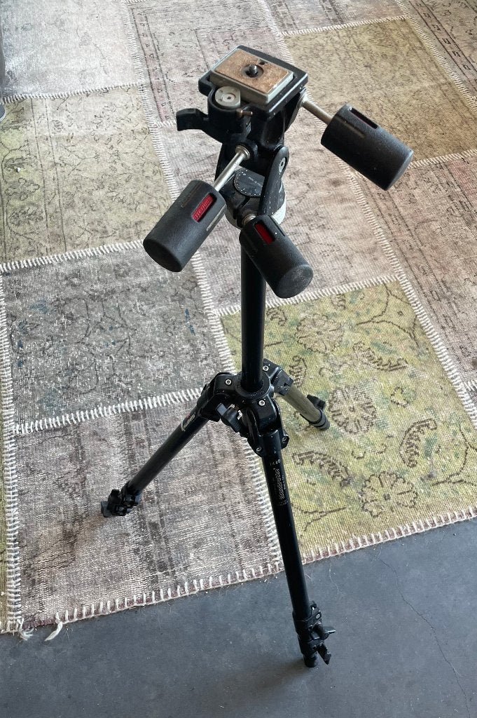 Manfrotto statief compleet 144B, Gebruikt, 175 cm of meer, Manfrotto, Snelkoppelingsplaat