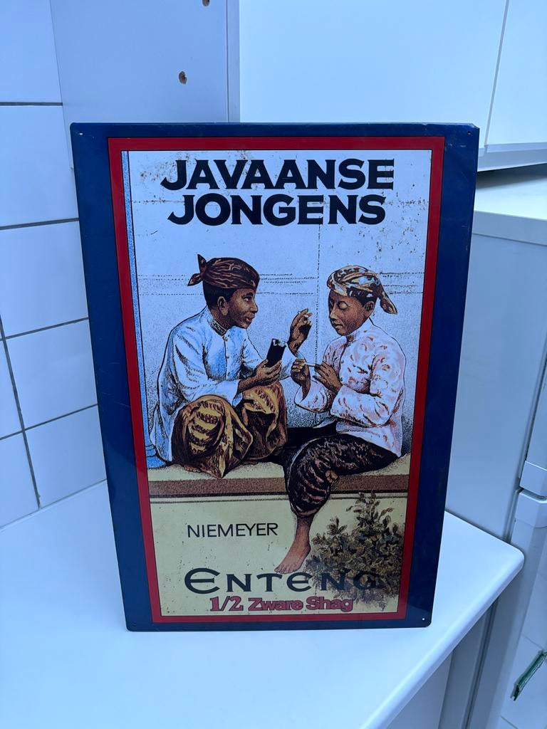 Vintage JAVAAANSE JONGENS Emaille Reclamebord - Niemeyer, Ophalen of Verzenden