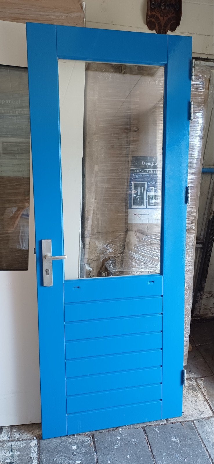 Merbau buitendeur met hr++, Ophalen, 200 tot 215 cm, Glas, Buitendeur