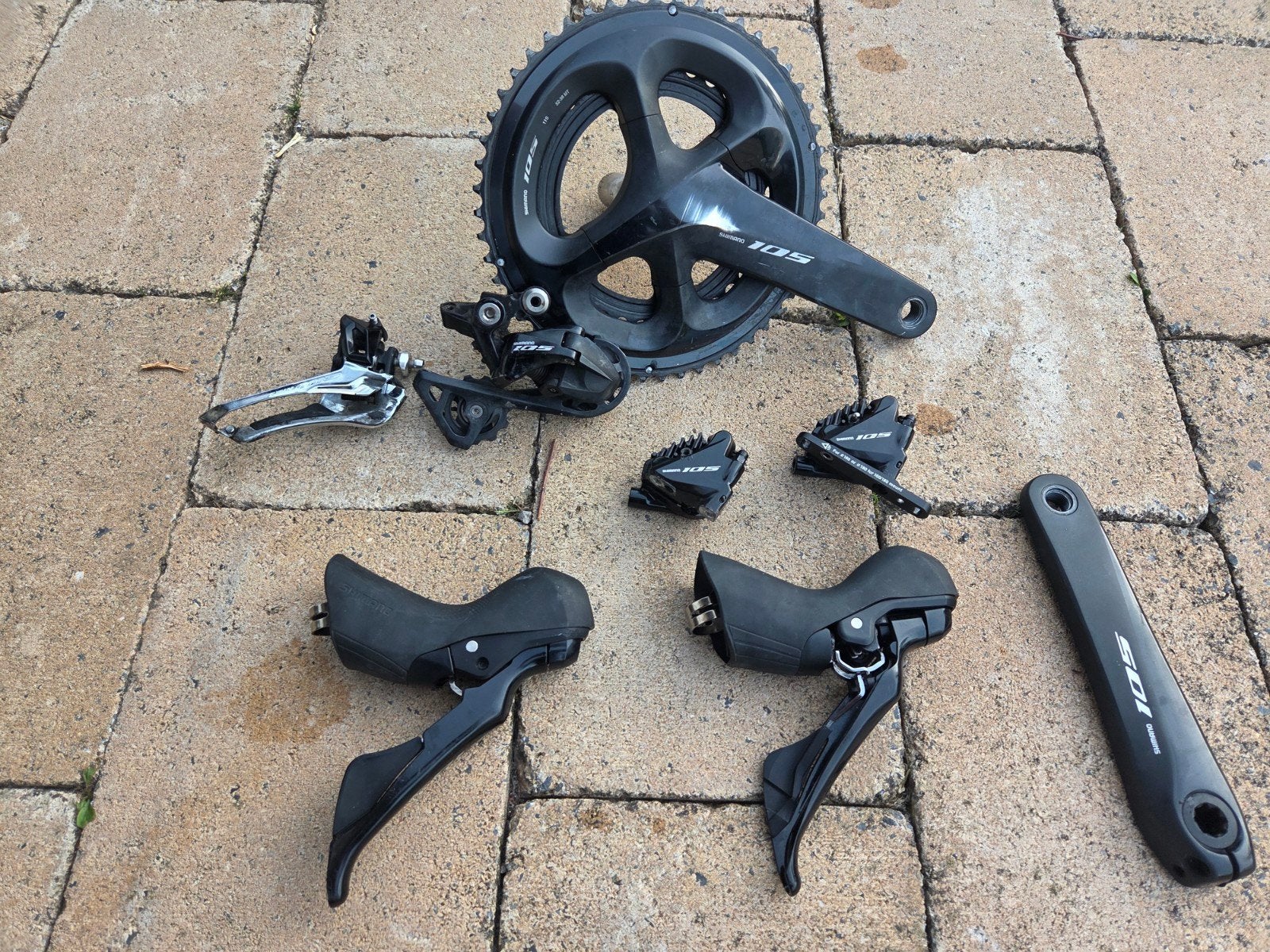 Shimano 105 R7020 Hydraulische Schijfrem Groepset, Fietsen en Brommers, Fietsonderdelen, Ophalen of Verzenden, Gebruikt, Racefiets