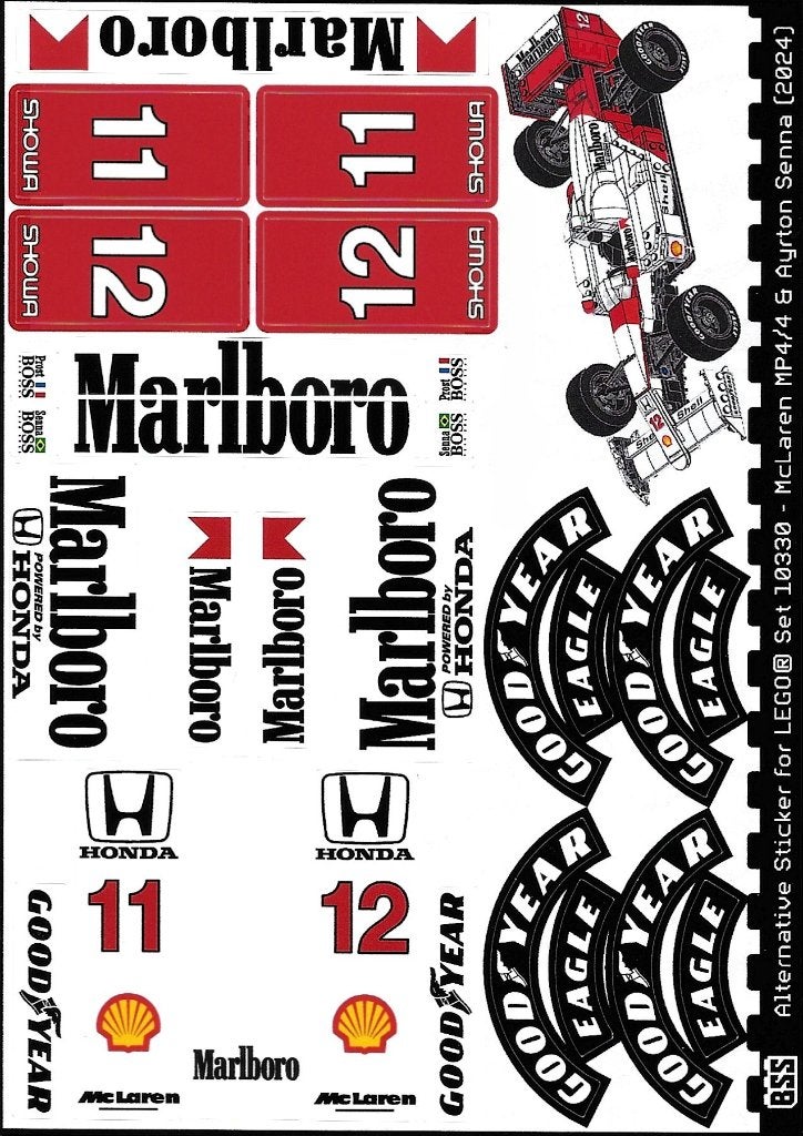 Stickervel voor Lego 10330 Ayrton Senna McLaren MP4/4 Nieuw, Ophalen of Verzenden, Nieuw, Overige merken