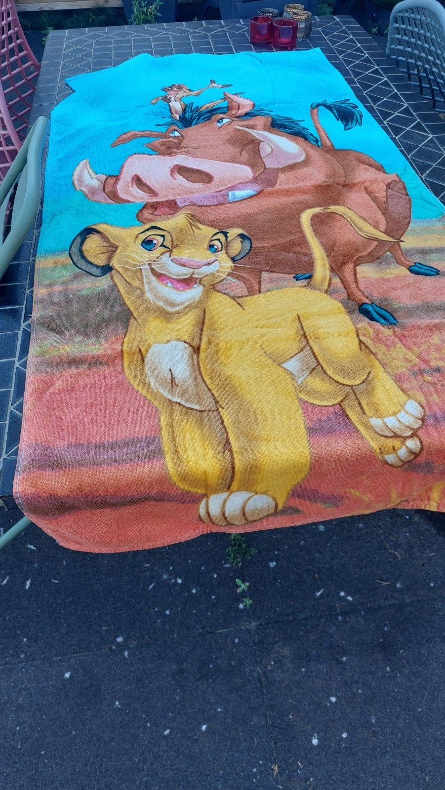 De Leeuwenkoning Strandlaken - Simba en Pumbaa, Ophalen of Verzenden, Gebruikt, Jongen of Meisje