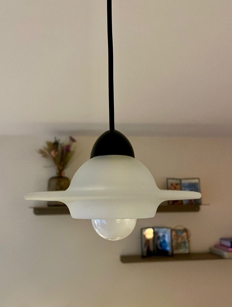 Vintage UFO hanglamp - Massive, Ophalen of Verzenden, Zo goed als nieuw, Glas, Midcentury modern, vintage, space age, design