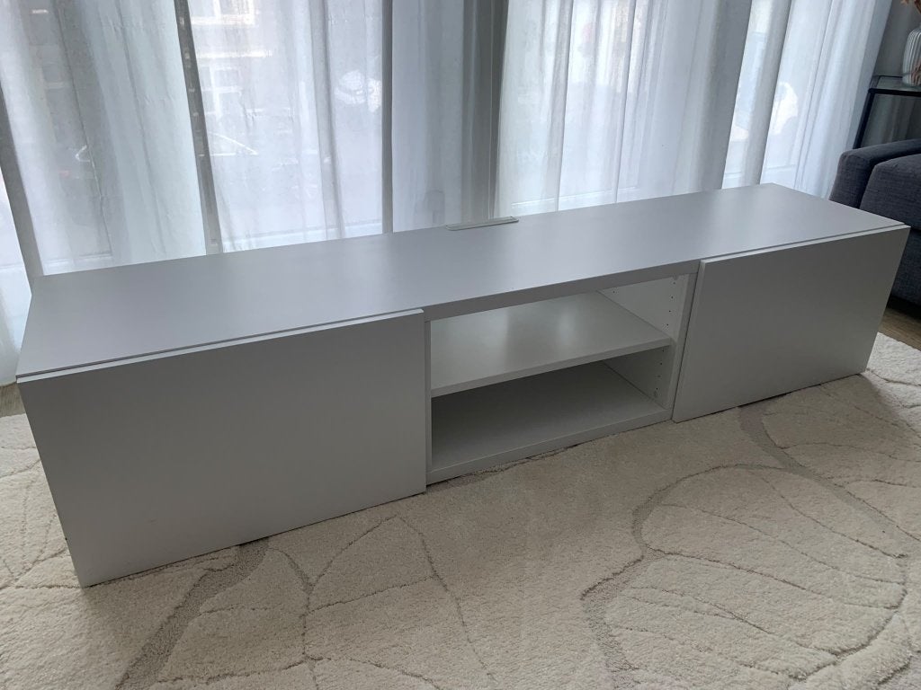 (Zwevende) witte tv-kast met 2 laden, Ophalen, Gebruikt, 150 tot 200 cm, Minder dan 100 cm