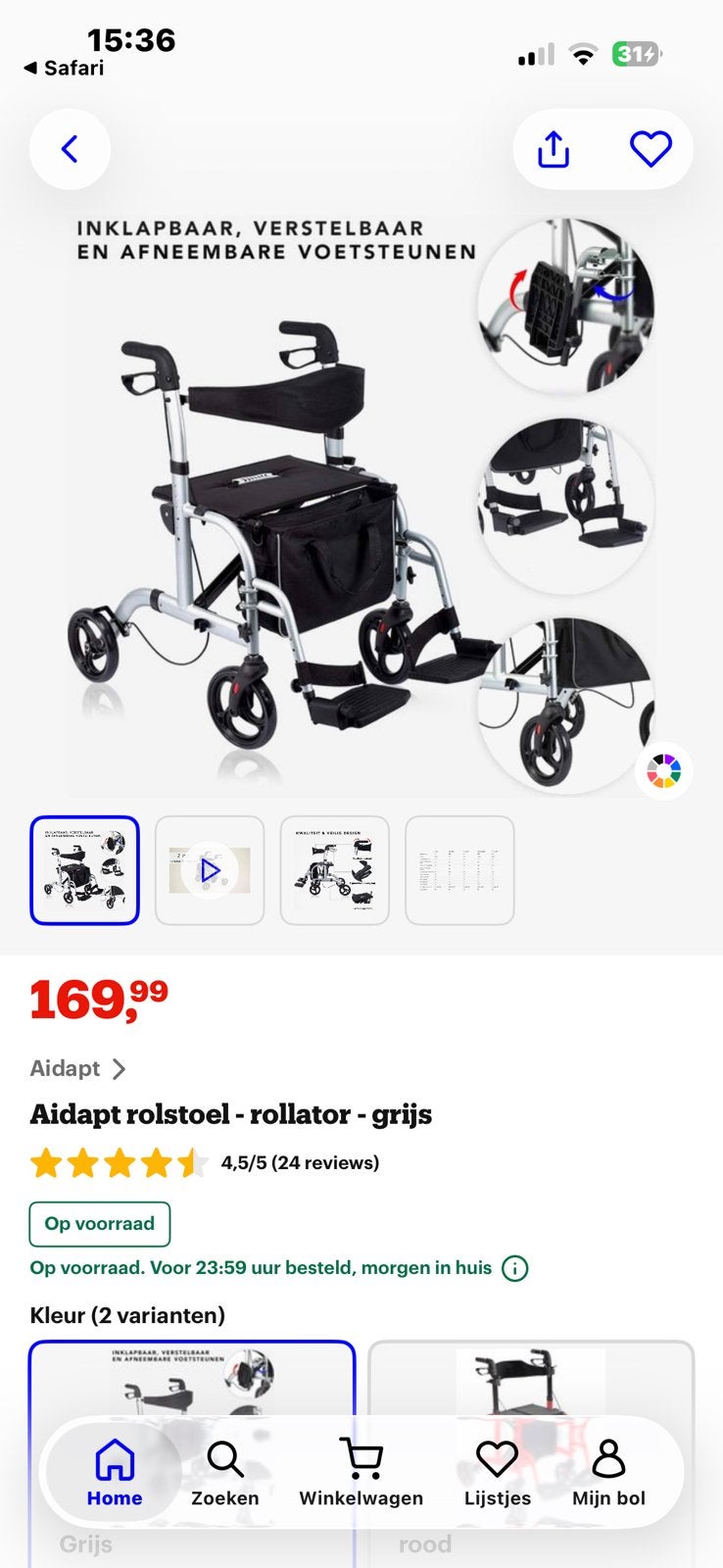 De Aidapt Duo Deluxe 2 in 1 Rollator en Transportst nieuw, Ophalen of Verzenden, Opvouwbaar, Nieuw