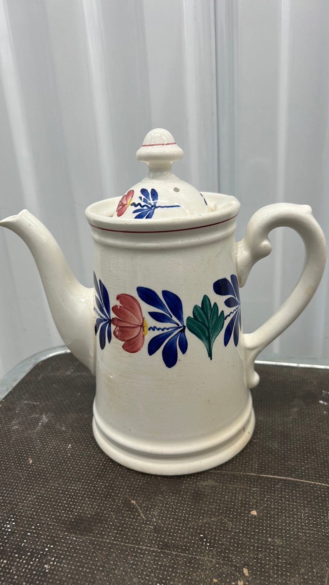 Antieke zeldzame boerenbont koffiepot met 4 ringen SC, Antiek en Kunst, Ophalen of Verzenden