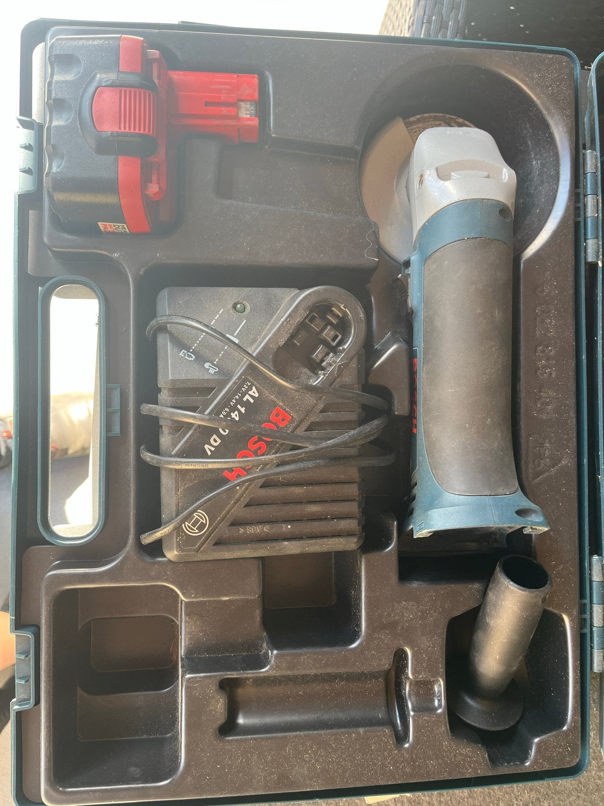 Bosch GWS 14,4 V Accu Haakse Slijper met Oplader en Accu, Ophalen, Gebruikt