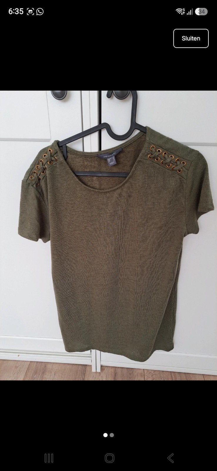 Groen shirt met veters, Primark, Ophalen of Verzenden, Zo goed als nieuw, Korte mouw