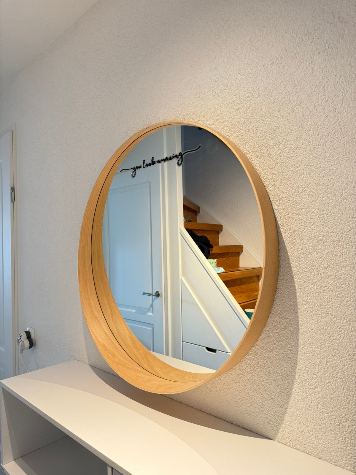 IKEA STOCKHOLM spiegel 80 cm - ronde houten lijst, Ophalen, Rond, Zo goed als nieuw, 75 tot 100 cm