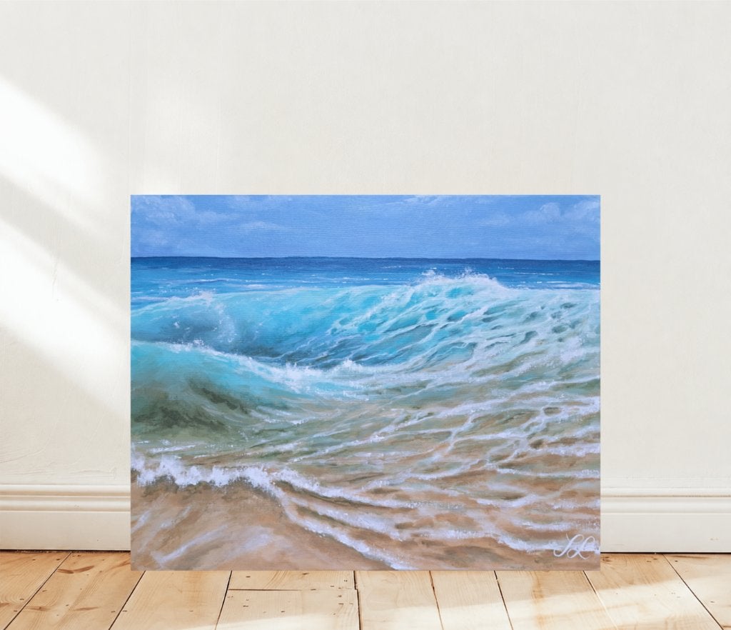 Hand-Painted Original Acrylic Seascape Painting (50x40 cm), Acrylverf, Realistisch, Landschap, Gesigneerd