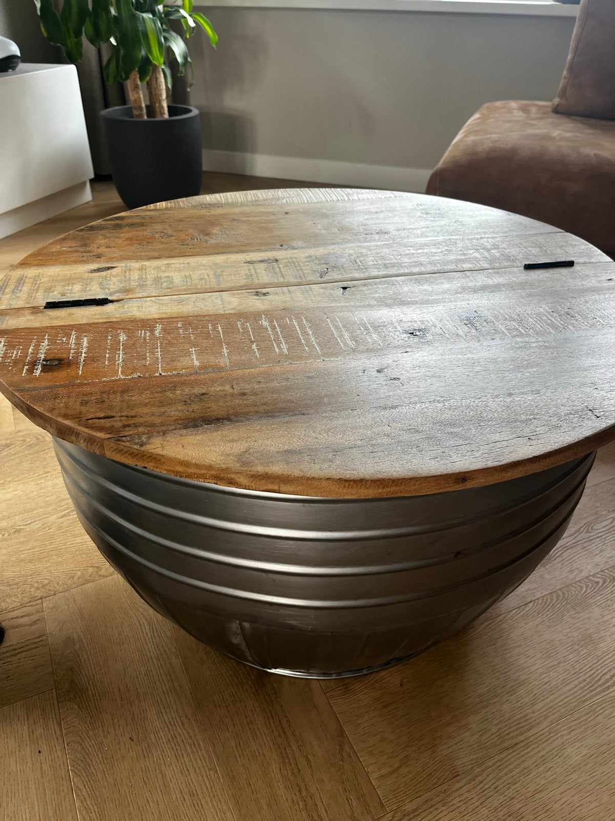 Ronde mango houten salontafel, Ophalen, Gebruikt, Rond, 50 tot 100 cm