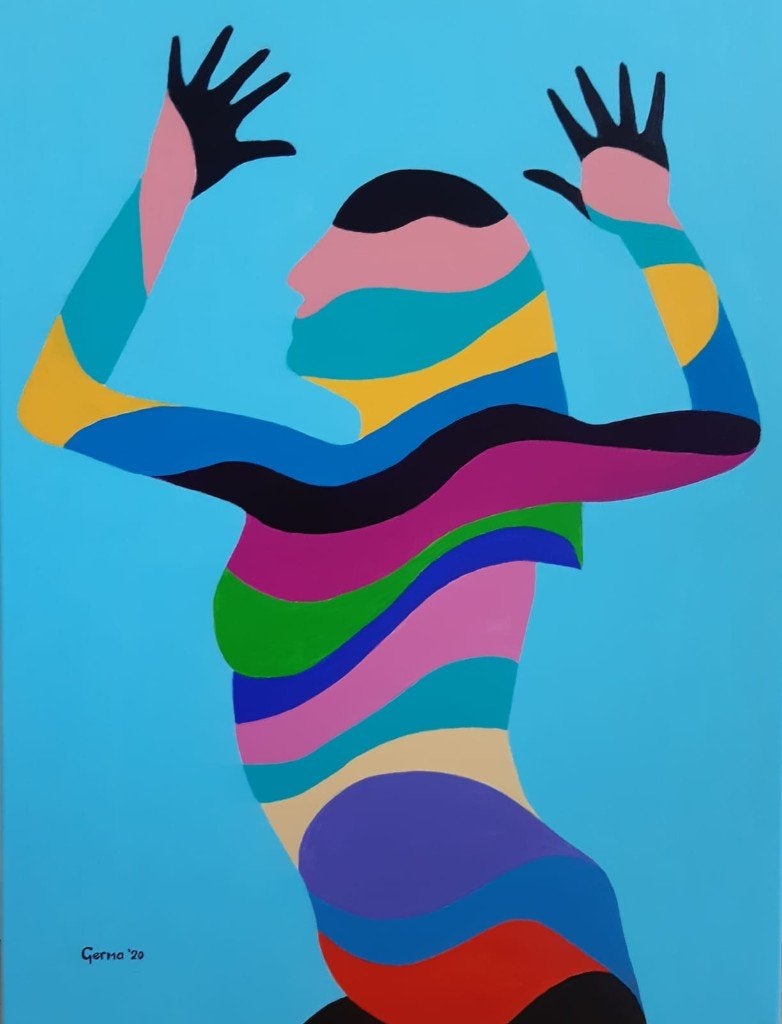 Zelf geschilderd op doek met acryl, Ophalen