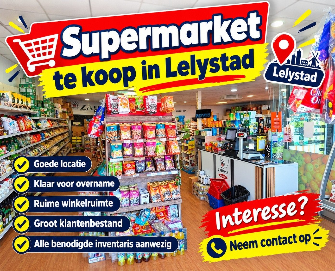 Supermarkt te koop in Lelystad - Goede Locatie, Ophalen of Verzenden