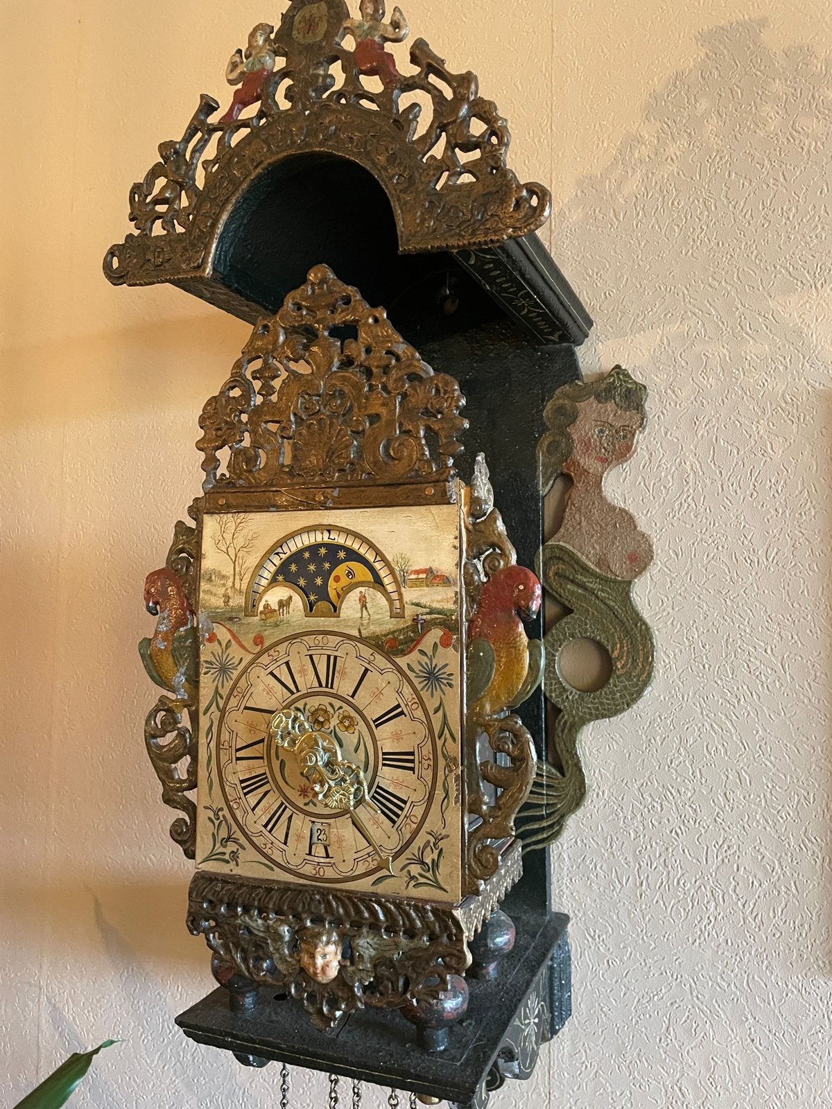 Antieke Friese stoelklok, Antiek en Kunst, Ophalen