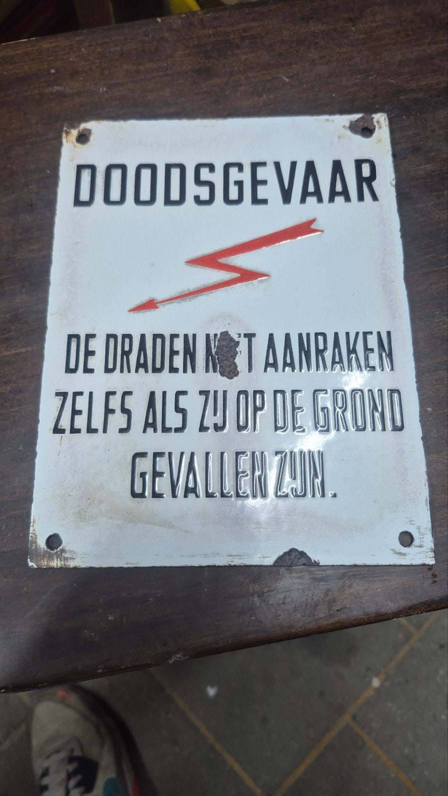 Vintage Doodsgevaar Emaille Bord - Hoogspanning, Ophalen of Verzenden