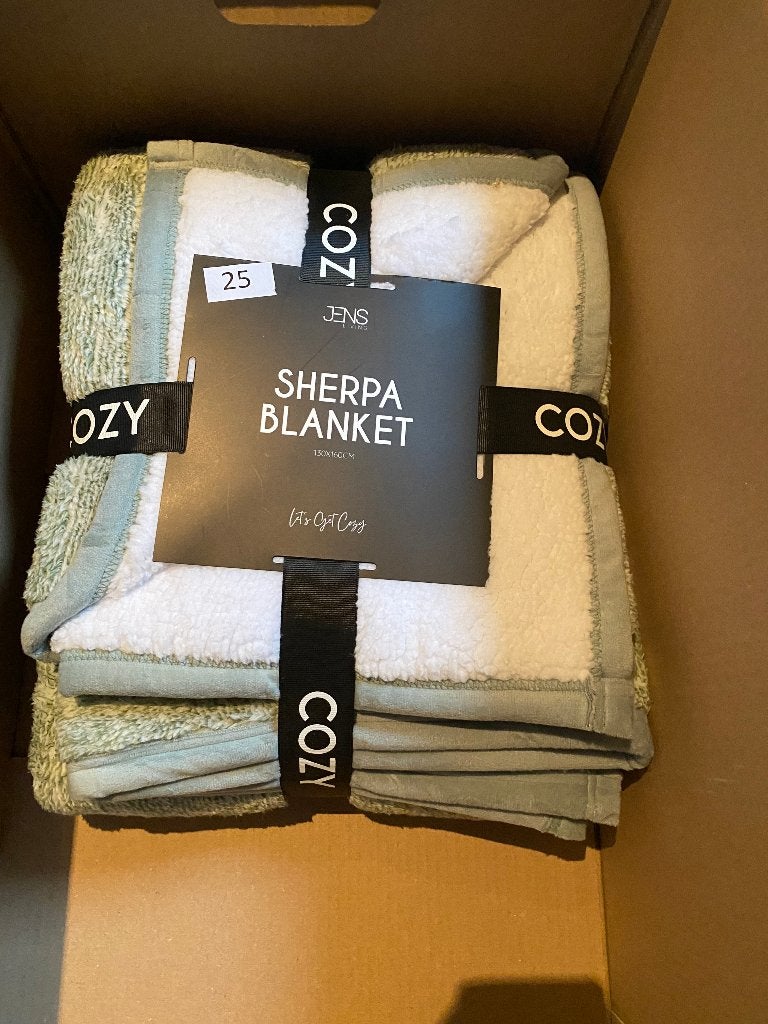 JENS Living Sherpa Plaid - 160 x 130 cm - Wit, Katoen, Wit, 130 cm, Nieuw