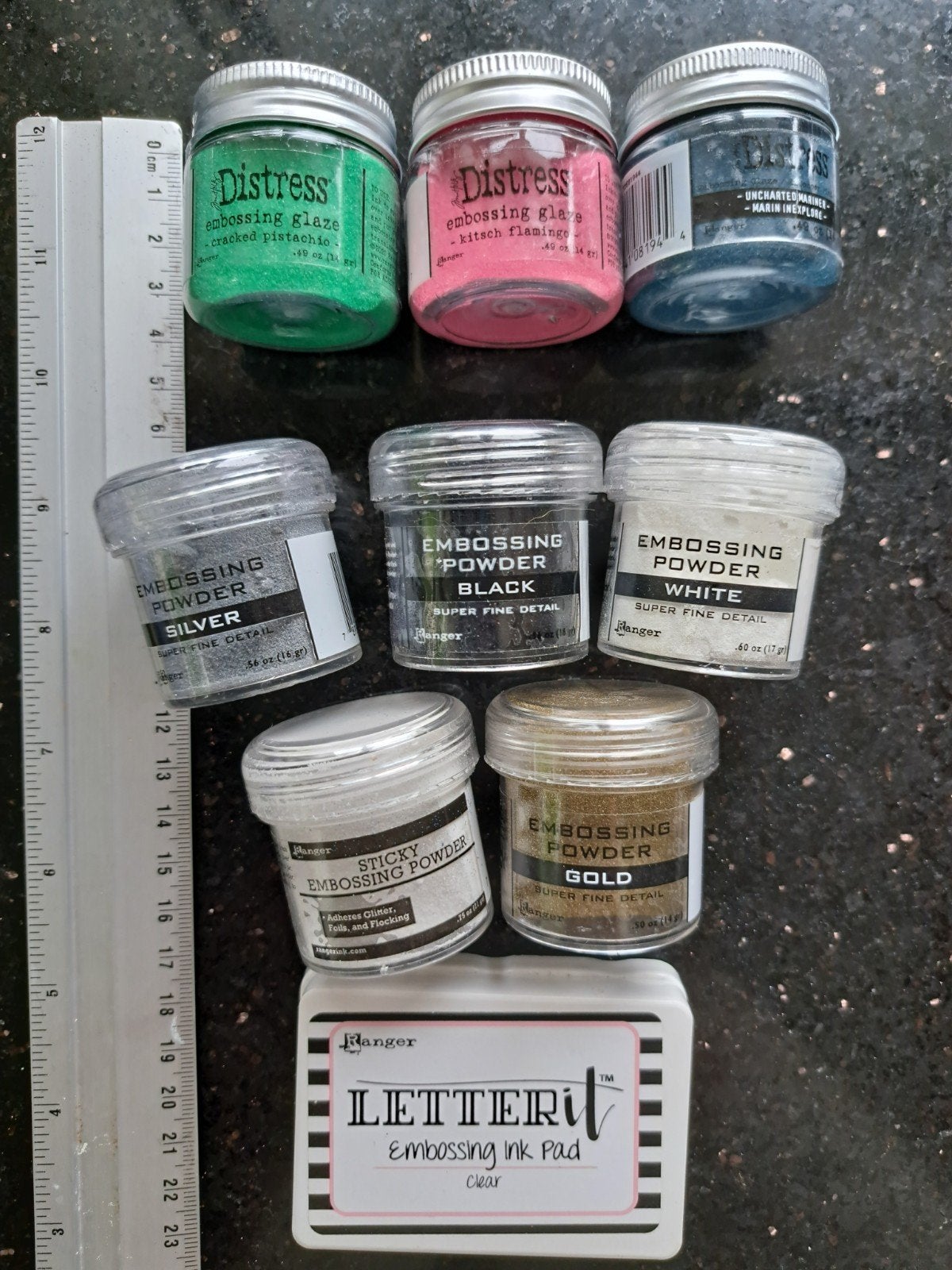 TIM HOLTZ DISTRESS EMBOSSING GLAZE RANGER POWDER POEDER INK, Ophalen of Verzenden, Zo goed als nieuw, Inkt, Foam of Stempelhouder